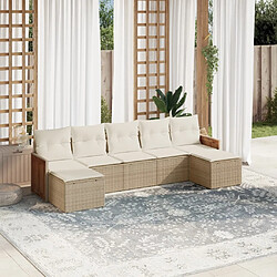 vidaXL Salon de jardin avec coussins 7 pcs beige résine tressée 