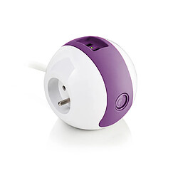 Watt & Co Multiprise Multimédia WATTBALL 2P 16A + 1P 6A + USB 2.1A - Violette