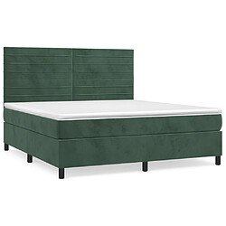 vidaXL Sommier à lattes de lit et matelas Vert foncé 160x200cm Velours