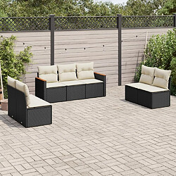 Maison Chic Ensemble Tables et chaises d'extérieur 7pcs avec coussins,Salon de jardin noir résine tressée -GKD481542