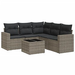 Maison Chic Salon de jardin 6 pcs avec coussins | Ensemble de Table et chaises | Mobilier d'Extérieur gris résine tressée -GKD99749