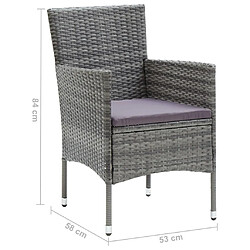 vidaXL Chaises à manger de jardin lot de 4 Résine tressée Gris pas cher