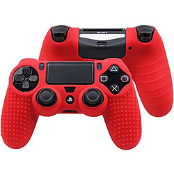 Shot Coque Silicone pour Manette PS4 Playstation Grip Accroche Couleur Protection (ROUGE)