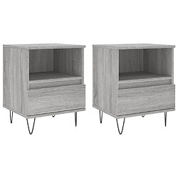 Maison Chic Lot de 2 Tables de chevet - Tables de Nuit sonoma gris 40x35x50 cm bois ingénierie