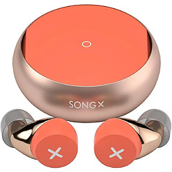 Universal Bouchons d'oreille sans fil, casque Bluetooth étanche à l'étanchéité avec conception de boucle d'étoile, lumière halo, détection intra-auriculaire et contrôle tactile (orange) 