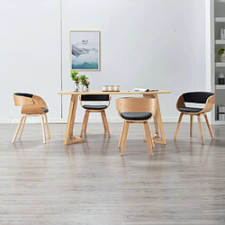 Maison Chic Lot de 4 Chaises à manger,Chaise pour cuisine noir bois courbé et similicuir -MN15922