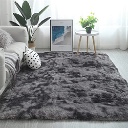 Acheter Tapis Salon Carré Shaggy Moderne Gris Foncé 80x120cm