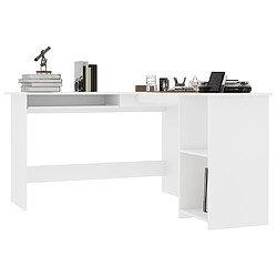 Avis Maison Chic Bureau solide,Table de travail,Bureau d'ordinateur d'angle en forme de L Blanc 120x140x75 cm -GKD34943