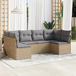 vidaXL Salon de jardin avec coussins 6 pcs beige résine tressée 