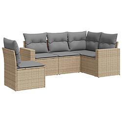 vidaXL Salon de jardin avec coussins 5 pcs beige résine tressée