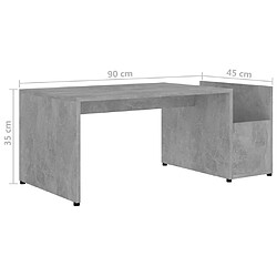 vidaXL Table basse Gris béton 90x45x35 cm bois d’ingénierie pas cher