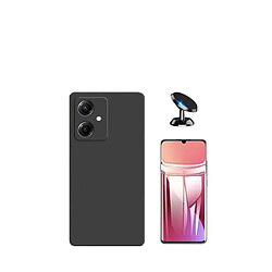 Kit de film en verre trempé de la couverture 5D + couvercle de silicone liquide + SuppOrt Magnétique Phonecare pour Xiaomi Redmi 13C 5G - le noir 