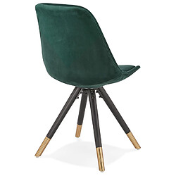 Alterego Chaise design 'HAMILTON' en velours vert et pieds en bois noir pas cher