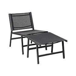 Beliani Chaise avec repose-pied Métal Noir MARCEDDI 