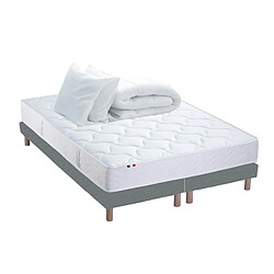 Idliterie Pack ASTRE Ensemble Matelas Ressorts + Sommier + Couette + Oreillers - Made in France