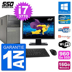 PC Tour Dell 9010 Ecran 22" Intel i7-3770 RAM 16Go SSD 960Go Windows 10 Wifi - Occasion