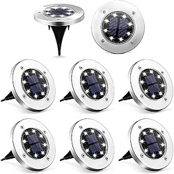 BESTA 8 pièces lumière solaire au sol, lumière de disque solaire LED éclairage de paysage de jardin étanche extérieur 