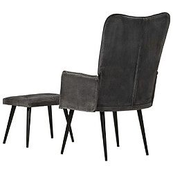 Acheter Maison Chic Fauteuil de Chambre à Coucher Salon,Chaises de Salle à Manger,Chaise à oreilles avec repose-pied Noir vintage Toile -GKD92603