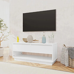 Avis Maison Chic Meuble TV scandinave - Banc TV pour salon Blanc brillant 102x41x44 cm Aggloméré -MN79676