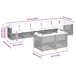 vidaXL Salon de jardin 8 pcs avec coussins noir résine tressée pas cher