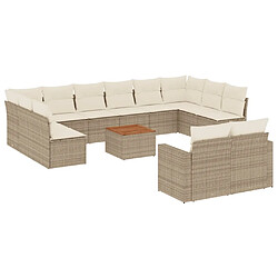 Maison Chic Salon de jardin avec coussins 13 pcs, Ensemble Tables et chaises de jardin, beige résine tressée -GKD387751