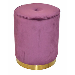 Decoshop26 Tabouret avec base métal doré avec revêtement en velours bordeaux surpiqûres de boutons TABO05025