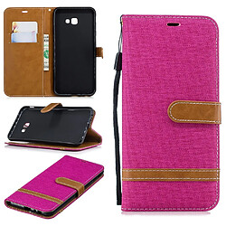 Etui en PU tissu jean bicolore rose pour votre Samsung Galaxy J4 Plus/J4 Prime 