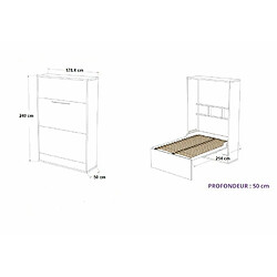 Avis Inside 75 Armoire lit FIDJI Couchage 160 x 200 cm profondeur 50 cm mélaminé blanc mat