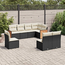 vidaXL Salon de jardin 8 pcs avec coussins noir résine tressée 