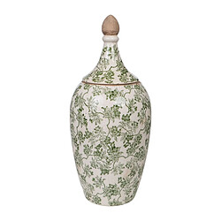 Potiche Romimex Vert Beige Porcelaine Fleurs 19 x 44 x 19 cm