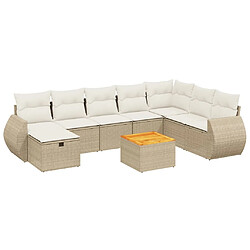 Maison Chic Salon de jardin avec coussins 9 pcs, Ensemble Tables et chaises de jardin, beige résine tressée -GKD585301