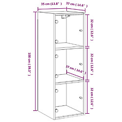 vidaXL Armoire murale avec portes en verre blanc 35x37x100 cm pas cher