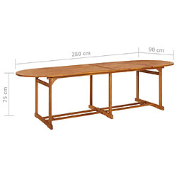 vidaXL Table à dîner de jardin 280x90x75 cm Bois d'acacia massif pas cher