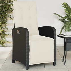 Maison Chic Chaise inclinable de jardin et repose-pied pour relax noir résine tressée -GKD45898