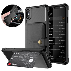 Etui en PU revêtu d'une feuille intégrée noir pour votre Apple iPhone X/XS 5.8 inch