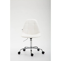 Decoshop26 Chaise de bureau tabouret d'ordinateur sur roulettes hauteur réglable en synthétique blanc TABO10114