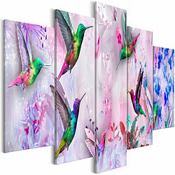 Paris Prix Tableau 5 Panneaux Colourful Hummingbirds Wide Violet 100 x 200 cm 