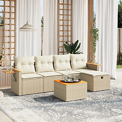 Maison Chic Salon de jardin avec coussins 6 pcs, Ensemble Tables et chaises de jardin, beige résine tressée -GKD494919