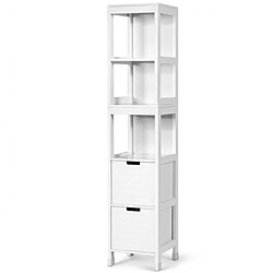 Helloshop26 Meuble colonne de salle de bain armoire haute de rangement ouvert avec 2 tiroirs en mdf 305x305x145cm blanc 20_0005038