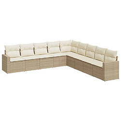 vidaXL Salon de jardin avec coussins 9 pcs beige résine tressée