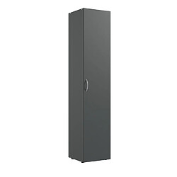 Pegane Armoire de rangement en bois mélamine coloris graphite - longueur 30 x hauteur 185 x profondeur 54 cm 