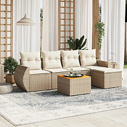 vidaXL Salon de jardin avec coussins 6 pcs beige résine tressée 