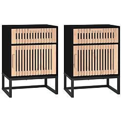 vidaXL Tables de chevet 2 pcs noir 40x30x55,5cm bois ingénierie et fer