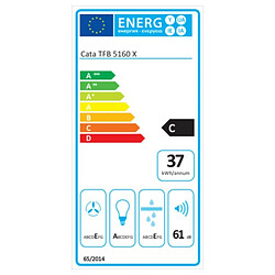 Cata TFB-5160 X Hotte 65W 300m³/h 61dB 2 Niveaux de Puissance Métal Acier Inoxydable