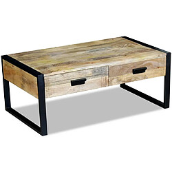 vidaXL Table basse avec 2 tiroirs Bois de manguier massif 100x60x40 cm