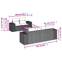 vidaXL Salon de jardin 6 pcs avec coussins gris clair résine tressée pas cher