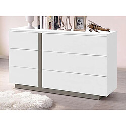 Avis Vente-Unique Commode NAPOLI - 6 tiroirs - Blanc et taupe