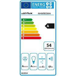 Hotte décorative inclinée 90cm 736m3/h verre blanc - ahw981wh - AIRLUX