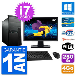 PC Tour Lenovo M91p Ecran 19" Intel i7-2600 RAM 4Go Disque 250Go Windows 10 Wifi · Occasion 