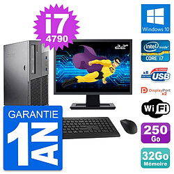 PC Lenovo M93p SFF Ecran 22" Intel i7-4790 RAM 32Go Disque 250Go Windows 10 Wifi · Occasion 